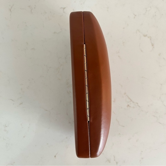 NEW Long champ Paris Matte Dark Cognac Brown Clamshell Dome Sunglasses Case - Picture 7 of 11